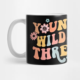 Young Wild & Three  Groovy 3rd Birthday Toddler Kids Mug